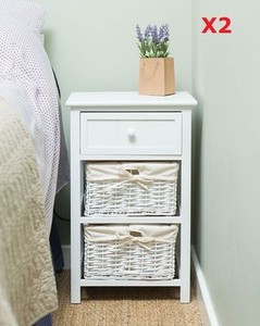 Pair Of Shabby Chic Tall Bedside Table Cabinets Storage Unit Image Is Loading Pair Of Shabby Chic Tall Bedside Table Cabinets