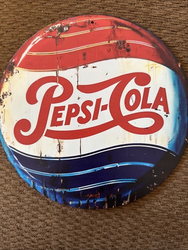 Rustic Looking “Pepsi-Cola” 8”x8”metal Vintage Hanging Tin Sign - Picture 5 of 6