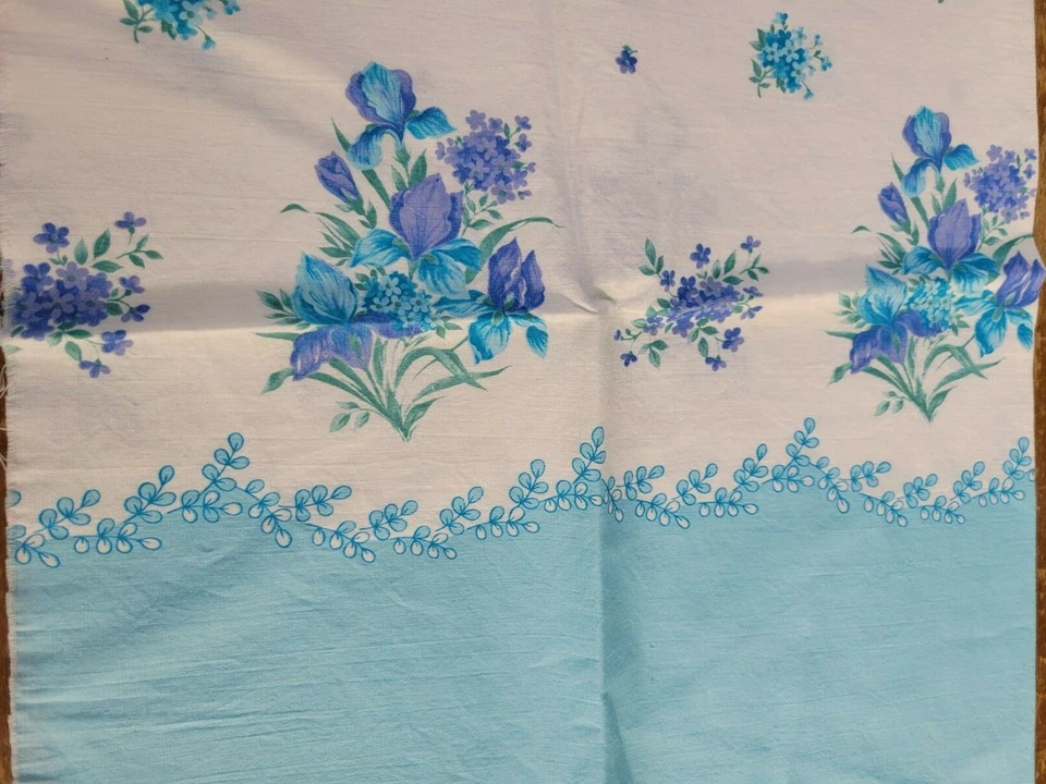 Vintage Shades of Blue & Purple Single Border Fabric Cotton 1-pc  36" W x 27" L - Image 3 of 4