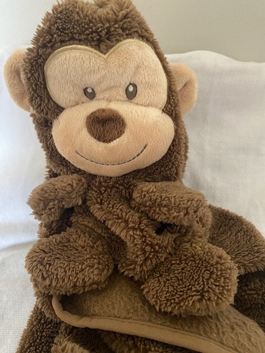Large Brown Monkey Lovey Security Baby Blanket Comfort Plush Toy Soft-No Tag - Picture 9 of 10