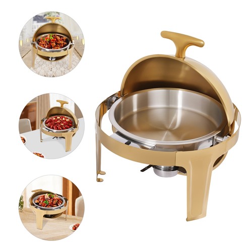 Calentador buffet plato frotador redondo 9L 201 acero inoxidable con soporte de combustible�� - Imagen 14 de 20