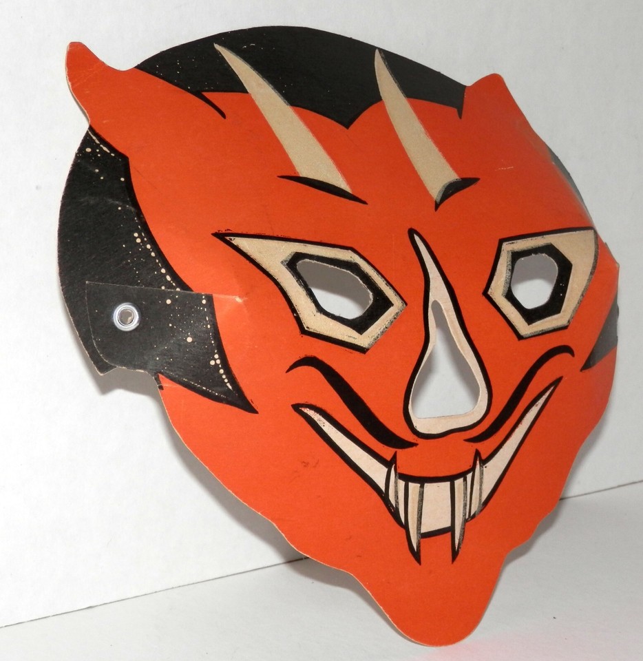 Vintage 1940's Cardboard Devil Halloween Mask eBay