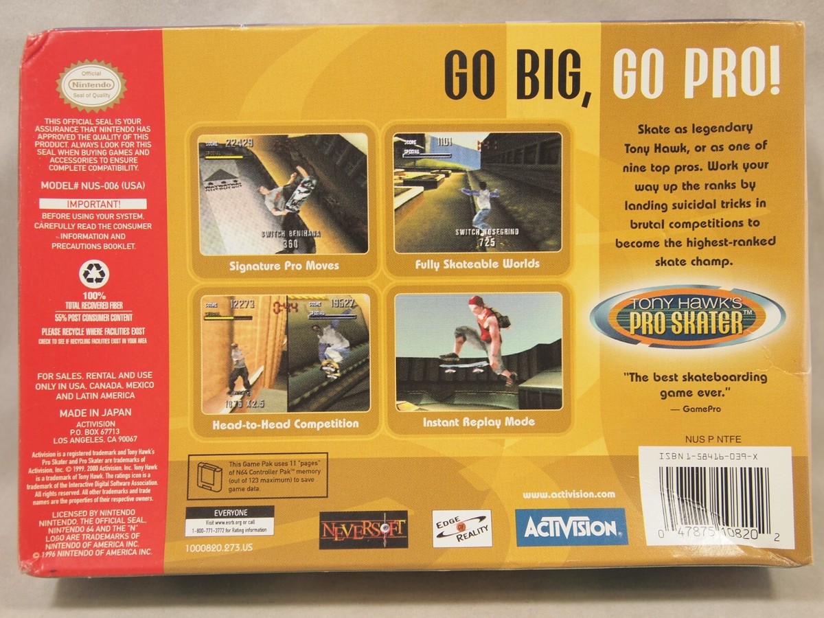 NINTENDO 64 - N64★TONY HAWK&#39;S PRO SKATER 海外版(国内本体動作不可) NINTENDO 64 - N64☆TONY HAWK'S PRO SKATER 海外版(国内本体