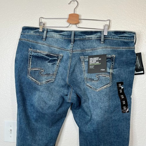 Silver Jeans Girlfriend Universal Fit Mid Rise Skinny Leg stretch Denim Jeans 24 - Picture 3 of 12