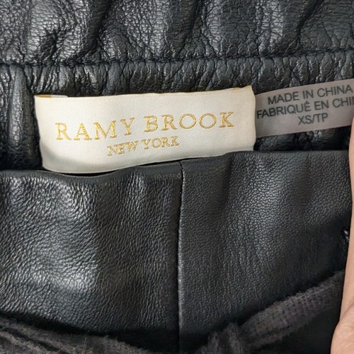 Pantalone Ramy Brook Allyn in pelle di agnello con coulisse nero taglia XS - Foto 5 di 8