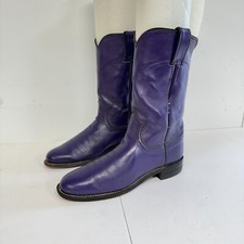 VTg Justin Cowboy Roper Boots Womens Sz 5.5B Purple Western L3758 USA Made