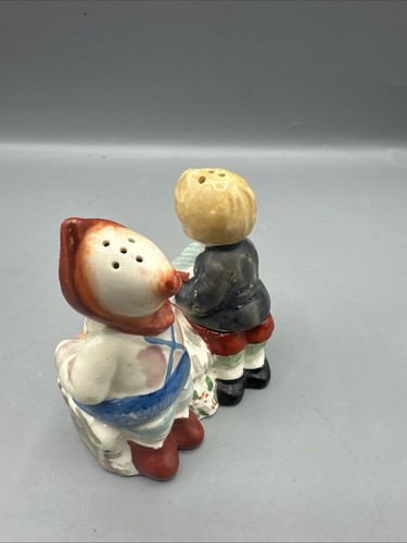 Vintage Singing Boy Accordion Girl Singing Salt and Pepper Shaker & Holder Japan - Picture 3 of 8