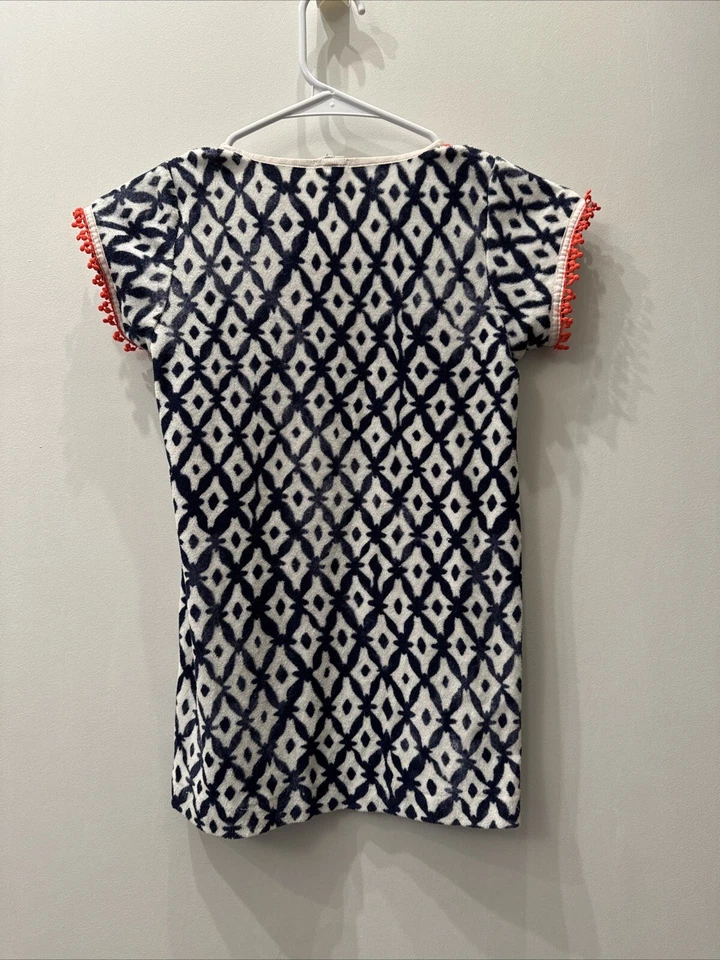 Crewcuts Girls Size 6 Terry Dress White Black Short Sleeve Printed Cover Up - Image 4 of 4