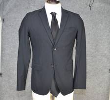 Theory Virgin Wool Stretch Blazer Suit Jacket Mens Sz 36R Black Wellar Elastane