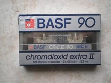 New Sealed BASF 90 min Chrome Extra II, High Bias blank audio cassette