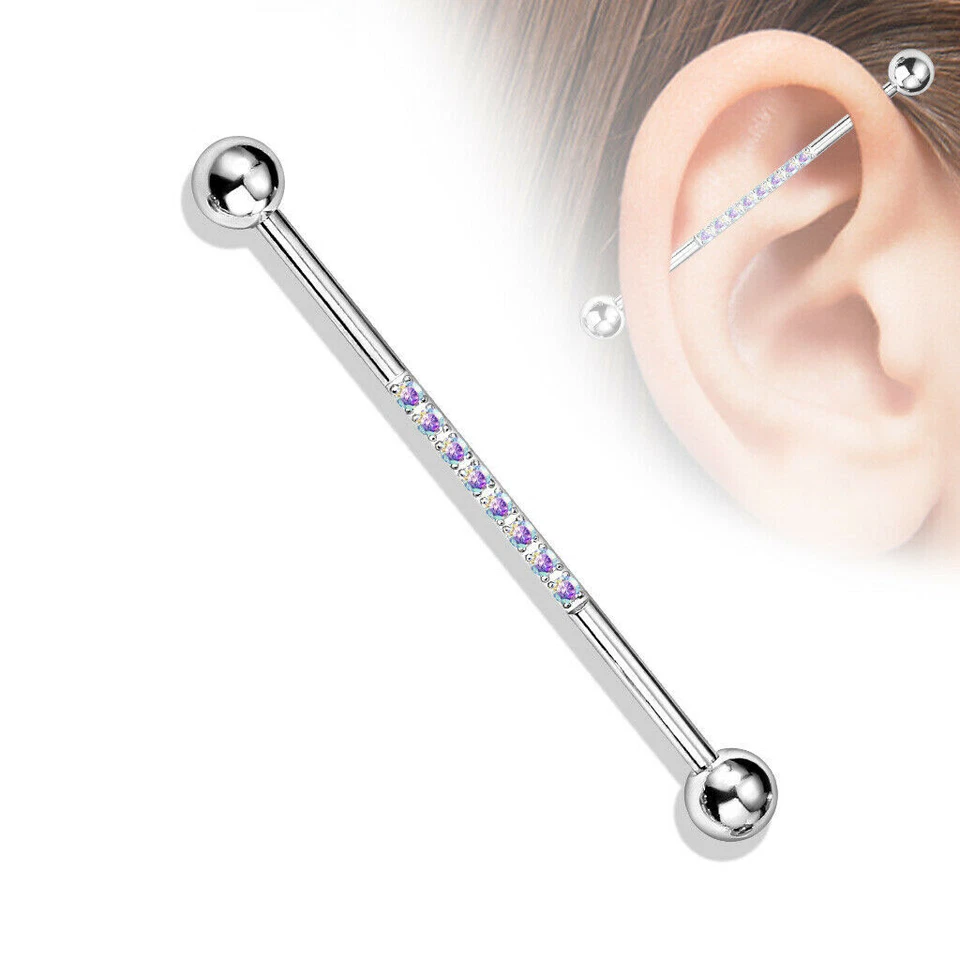 Juego de barra industrial dorada IP CNC forrado CZ T287 calibre 2-14 1 1/2 pulgadas 38 mm Foto 4 de 4