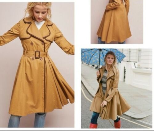 ett twa Anthropologie Bronze Size US 4 Women's Belted Trench Coat NWT #C