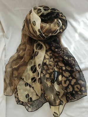 Rectangle Scarf by Gerry Weber, 90s Vintage Scarf~Brown Black