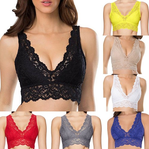 Women's Fashion Sexy Bra Lace Deep V Bralette Wireless Underwear Lingerie Bra