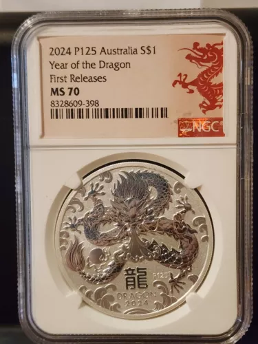 2024 P125 Australia $1 Perth Year Of The Dragon First Release NGC MS70