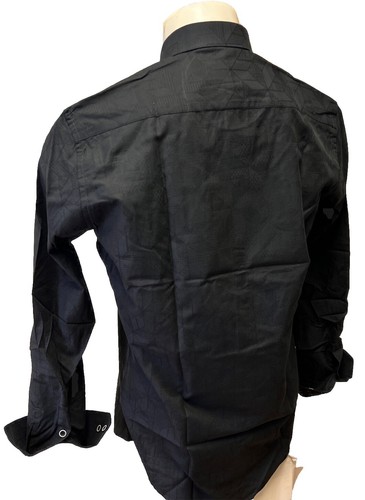 Men STEELO COLORFUL Black Long Sleeve Button Up Dress Shirt All Cotton S816 - Picture 4 of 4