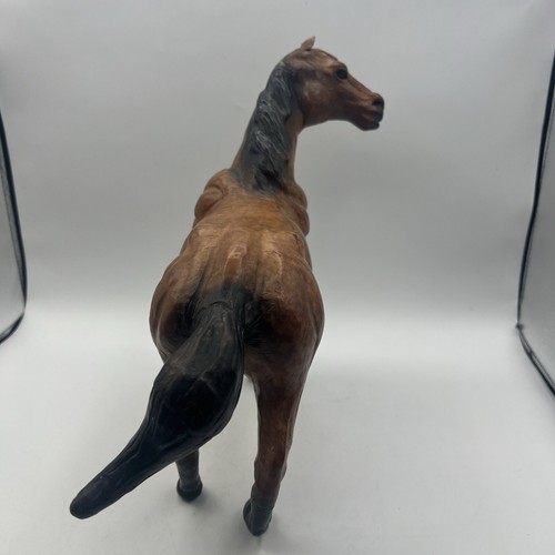 Ancienne statue de cheval Palomino enveloppée de cuir S. Curtis marron noir RARE ! - Photo 12/21