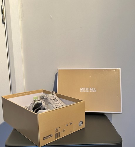 Authentic Silver Grey All Glitter Leather “Allie” Michael Kors Trainers, UK 3 - Picture 2 of 15