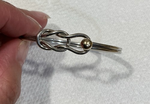 Fisherman's Knot Bracelet 925 Sterling Silver & 14k Gold Ball Size 6 1/2” - Picture 2 of 8