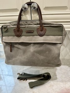 L.L.Bean Vintage Waxed Canvas Leather Briefcase Messenger Bag Laptop Tote
