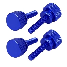 Computer PC Case Shoulder Type Knurled Thumb Screw Blue M4x16mm 4pcs