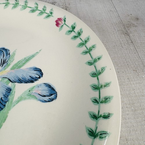 Tabletops Unlimited BOTANICA Pink Blue Iris Green Leaves Dinner Plates Set of 2 - Picture 10 of 15