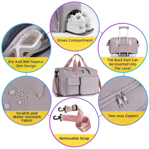 Women's Gym Duffle Bag with Shoes Compartment 37L Capacity Ideal for Travel G... - Picture 5 of 7