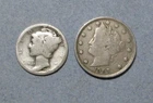 1924 D Mercury Dime and 1907 Liberty V Nickel