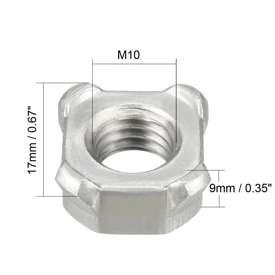 M10 Ecrous carrés vis à métaux en acier au carbone écrou à souder 20 Pcs - Photo 2/3