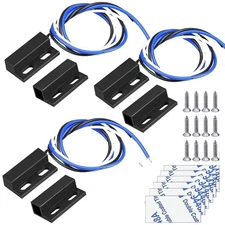 3 Sets NO/NC Black Magnetic Switch Wiring Recessed Door Sensor Hidden Window ...