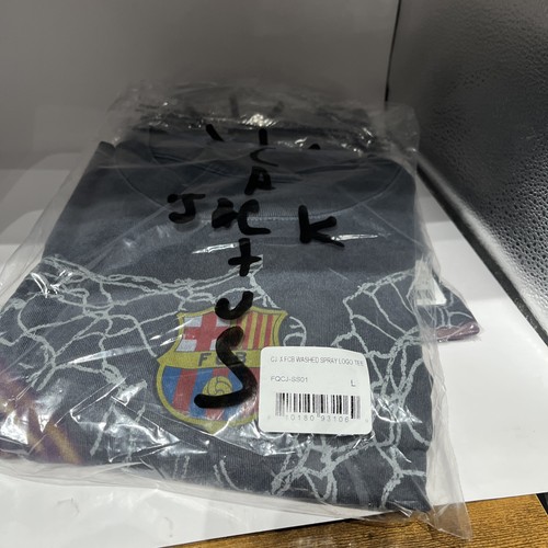 Cactus Jack X FCB Barcelona FC Washed Spray Logo Tee Travis Scott Size Large - Picture 2 of 2