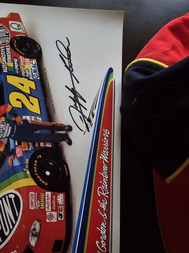 Jeff Gordon #24 Signed Hat And Signed Team Dupont Photo - Picture 3 of 3