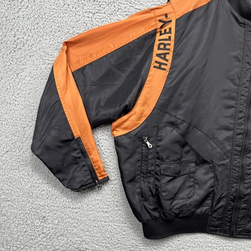 Harley Davidson Jacket Mens 3XL Orange Bar Shield Nylon Bomber Motorcycle Biker - Picture 6 of 18