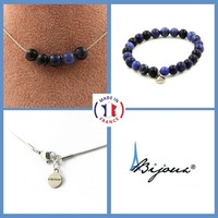 A Bijoux Schmuck-Set Armband Kette 5 Perlen Sodalit Edelstein
