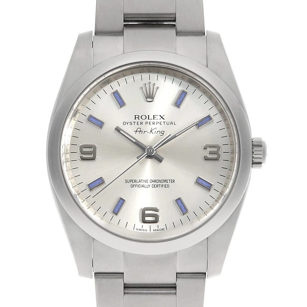 Rolex — ROLEX Air king 114200 Silver 369 Blue Bar Random Number second hand mens