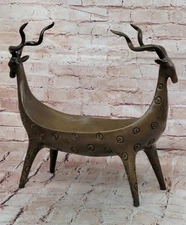 Art Deco Nouveau Fruit Bowl Cand Dish Holder Solid Bronze Sculpture Figurine