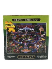 Dowdle Folk Art 1000 Piece Puzzle Classic Car Show USA Made NEW Sealed