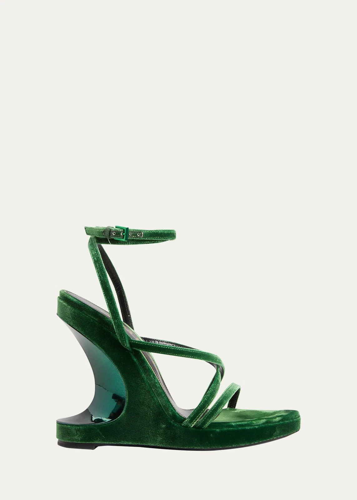 Tom Ford — Tom Ford Velvet Wedge Ankle Strap Sandal Size:41  RETAIL:$1590