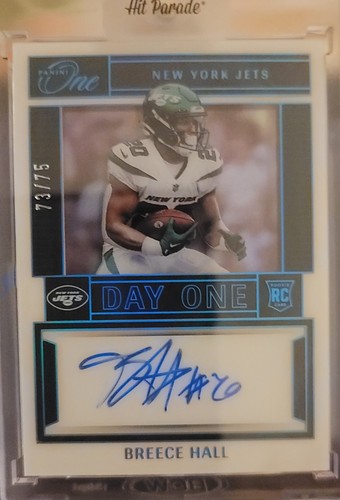 BREECE HALL 2022 Panini One Day One Blue #112 RC Rookie AUTO JETS /75