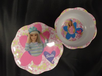 Vintage Barbie Plate & Bowl 90's Zak Designs Girls Pink Flowers | eBay