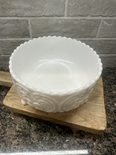 Imperial Milk Glass Scroll pattern compote 4” 7”diameter - Picture 2 of 6
