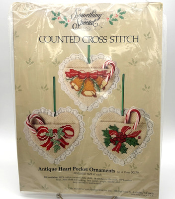 Something Special Vintage Sealed Heart Pocket Ornament Kit 1985 Set of 3