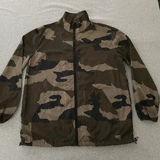 Wild Fable Camo Jacket Womens XS Green Brown Windbreaker Black Zip Oversized