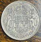Canadian   1943.  Silver   50 Cents   Half Dollar Coin