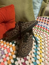 Vintage Leopard Flats Sneakers Punk Grunge 90s Emo Goth CUTE Sz 7 Animal Black