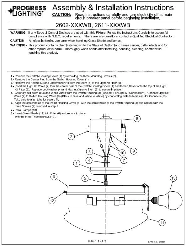 Progress Lighting AirPro Ceiling Fan Light Kit with Opal Glass and LED Bulbs - Image 2 of 4