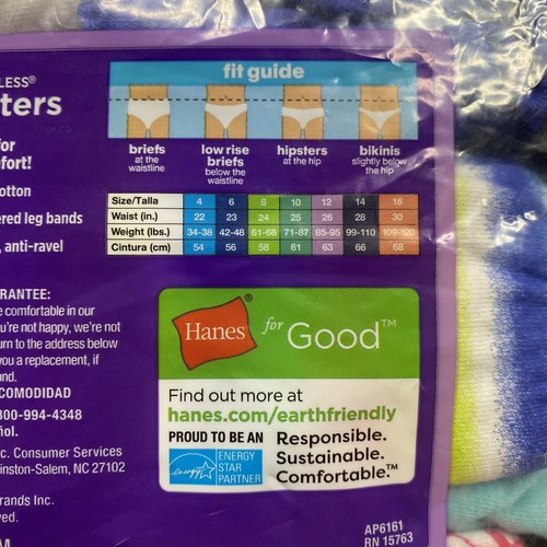 Hanes Girls Briefs sz 14 Multicolor Super Soft Waistband 100% Cotton 12 Pack NEW - Picture 11 of 13