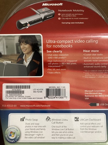 Microsoft Lifecam NX-3000 Web Cam Notebook Camera Brand New  - Picture 2 of 2