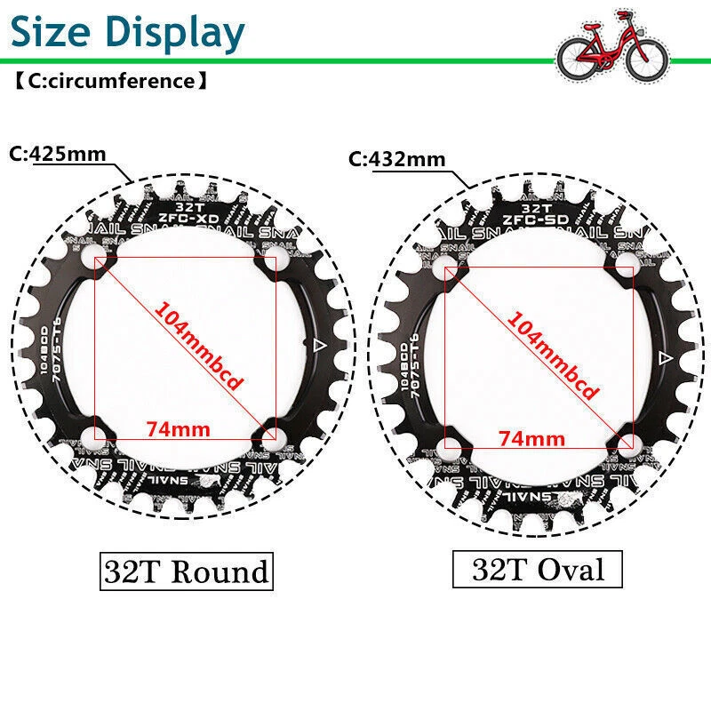 104BCD Bike Chain Ring 30-42T Mountain Bicycle Single Chainring MTB Round Oval - Image 4 of 4