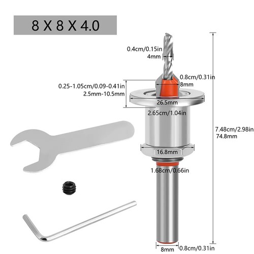 8mm Round Shank Countersink Drill Bit Set 1PC/5PCS Adjustable Woodworking Cutter - Picture 7 of 23